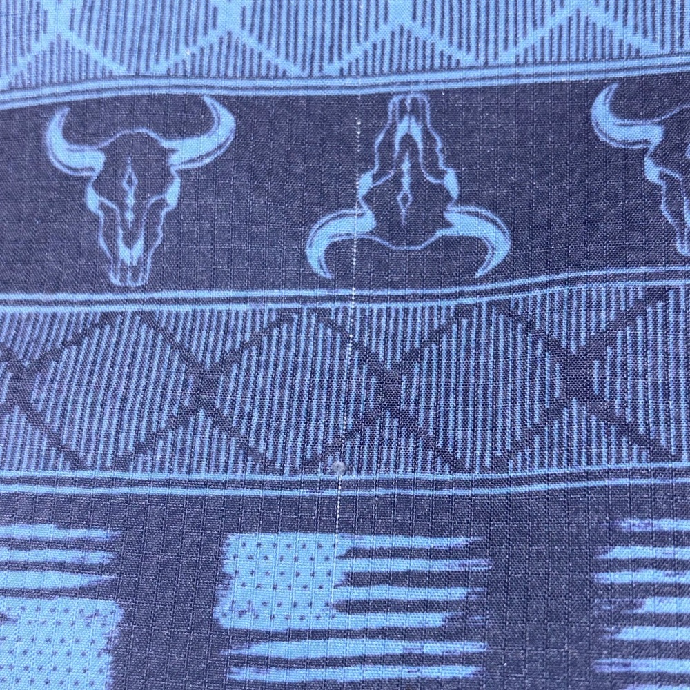Sun River Clothing Co XL Button-Up Shirt Blue Western Buffalo Print Short Sleeve - Picture 10 of 10